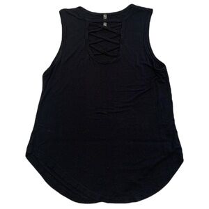 Splash Black Criss-Cross Cutout Neck Tank Top - Size Medium